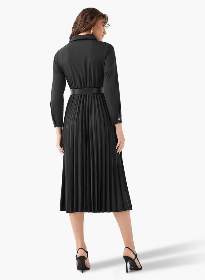 Splash FAV  Midi Shirt Dress with Belt for Women | Best Price UAE